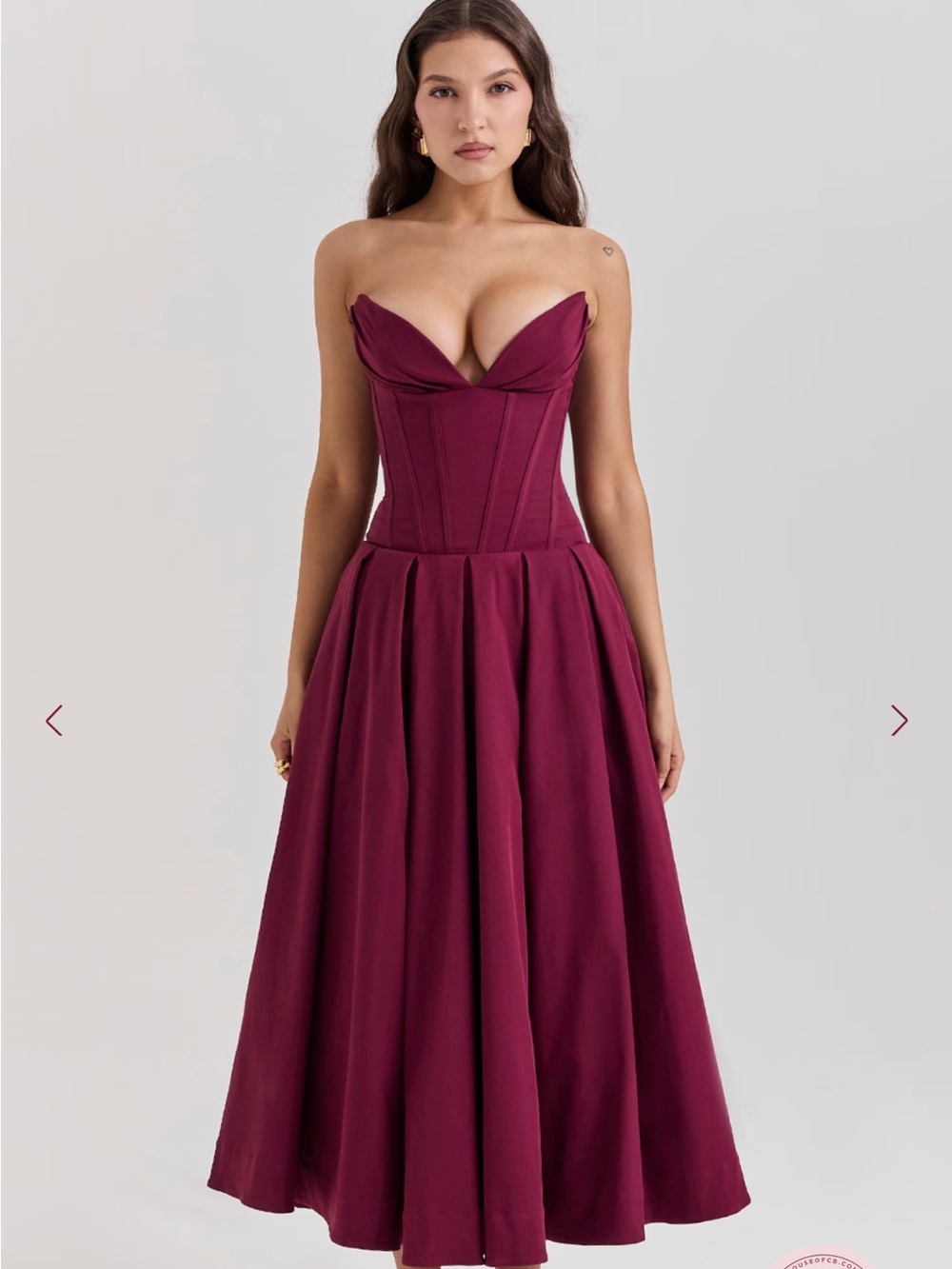 House of CB Strapless Wine Corset Ball Gown